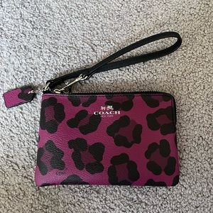 Cheetah print coach wristlet